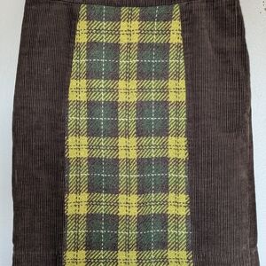 Maeve Brown and Yellow Plaid Pencil Skirt